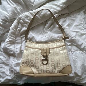 Etienne Aigner Cream Signature logo print Hobo bag